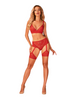 Sutien sexy OBSESSIVE Belovya, cupe întărite pentru suport, bretele late, reglabile, cu accesorii argintii, culoare roșu, mărime M/L