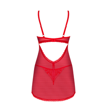 Set 2 piese sexy OBSESSIVE Chilisa, babydoll cu dantelă, chilot sexy tanga , bretele reglabile, culoare roșu, mărime M/L