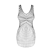 Rochie sexy OBSESSIVE, model geometric, tricot fin și elastic, culoare negru, mărime universală (model D607)