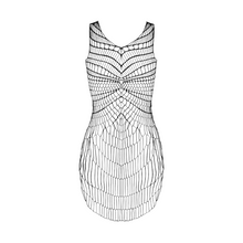 Rochie sexy OBSESSIVE, model geometric, tricot fin și elastic, culoare negru, mărime universală (model D607)