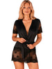 Halat transparent din dantela Obsessive Maderris Peignoir, negru, XS/S