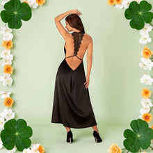 Rochie sexy OBSESSIVE Agatya , design cu spatele gol, accent din dantelă pe spate, material satinat, culoare negru, mărime L/XL