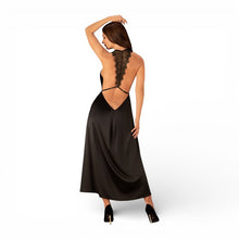 Rochie sexy OBSESSIVE Agatya , design cu spatele gol, accent din dantelă pe spate, material satinat, culoare negru, mărime L/XL