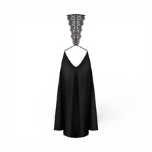 Rochie sexy OBSESSIVE Agatya , design cu spatele gol, accent din dantelă pe spate, material satinat, culoare negru, mărime L/XL