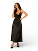 Rochie sexy OBSESSIVE Agatya , design cu spatele gol, accent din dantelă pe spate, material satinat, culoare negru, mărime L/XL