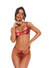 Lenjerie sexy 2 piese OBSESSIVE Luise Sublim, din dantelă, sutien cu armătură și chilot crotchless, culoare roșu, mărime S/M