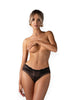 Chilot sexy OBSESSIVE Perisia, din plasă, cu model floral, croială clasică, culoare negru, mărime XS/S