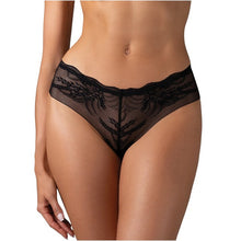 Chilot sexy OBSESSIVE Perisia, din plasă, cu model floral, croială clasică, culoare negru, mărime XS/S