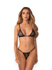 Lenjerie sexy 2 piese OBSESSIVE Wet Me, sutien + tanga, din plasă, cu detalii strălucitoare, culoare negru, mărime L/XL