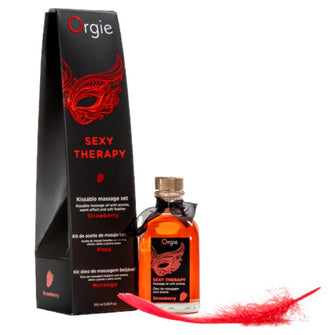 Kit de masaj erotic ORGIE - Sexy Therapy, aroma de căpșuni, 100 ml