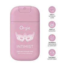 Spray intim ORGIE Intimist, pentru igiena intimă feminină, textură non-lipicioasă, miros subtil de trandafir, testat dermatologic, 30 ml