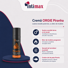 Cremă ORGIE Piranha, susține erecțiile puternice și de durată, cu efect de încălzire, conține ulei de pește Piranha și Ginseng, 15 ml