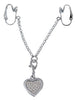 Lanț intim pentru femei ORION Intimate Jewellery, cu pandantiv în formă de inimă cu strasuri, cu cleme de atașare pentru labii, argintiu