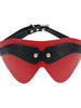 Mască OUCH! Blindfold - Milan Collection, pentru jocuri erotice BDSM, din piele îmbinată, mărime ajustabilă, culoare roșu cu negru