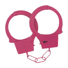 Cătușe OUCH! Classic Metal Handcuffs Pink, pentru jocuri erotice BDSM, cu buton de eliberare rapidă, mărime reglabilă, roz