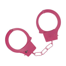 Cătușe OUCH! Classic Metal Handcuffs Pink, pentru jocuri erotice BDSM, cu buton de eliberare rapidă, mărime reglabilă, roz