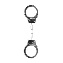 Curea sexy OUCH! Cuff Belt, pentru jocuri erotice BDSM, cu cătușe și inele de prindere, mărime ajustabilă, negru cu argintiu