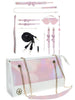 Set OUCH! Kit with Bag - Paris Collection, 9 produse pentru jocuri BDSM, cu cătușe, mască, lesă, căluș, bici și geantă, roz cu alb