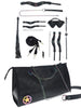 Set OUCH! Kit with Bag - Venice Collection, 9 produse pentru jocuri BDSM, cu cătușe, mască, lesă, căluș, bici și geantă, negru