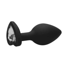 Plug anal OUCH! Regular Diamond Heart Butt Plug, bază în formă de inimă cu cristal, din silicon flexibil, diametru 2.8 cm (mic)
