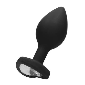 Plug anal OUCH! Regular Diamond Heart Butt Plug, bază în formă de inimă cu cristal, din silicon flexibil, diametru 2.8 cm (mic)