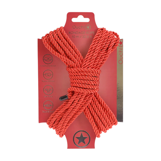 Frânghie OUCH! Bondage Rope, pentru jocuri erotice BDSM, lungime 10 metri, culoare roșu