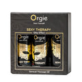 Set ulei masaj Orgie - Sexy Therapy, pentru corp, cu aroma de vanilie, iasomie, ananas, frezie, lemnos, 3 x 30 ml