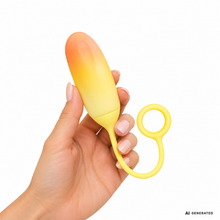 Ou vibrator INTOYOU APP -Double Layer, pentru stimularea sexuală feminină, control prin aplicație, 10 funcții de vibrație, 19.5 cm, portocaliu/ galben
