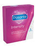 Prezervative PASANTE Ribs & Dots Intensity, texturate cu puncte și striații, diametru 52 mm, 3 bucăți