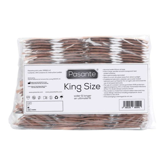 Prezervative PASANTE King Size, din latex, lubrifiate și rezistente, diametru 60 mm, 144 bucăți