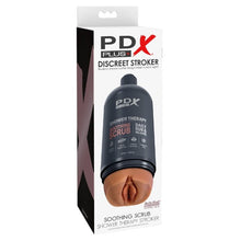 Masturbator PDX PLUS+ Discreet Stroker Soothing Scrub, în formă de gel de duș, simulare vaginală realistă, maro