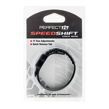 Inel pentru penis PERFECT FIT Speed Shift Cock Ring, diametru ajustabil până la 17 mărimi, din TPR, culoare negru
