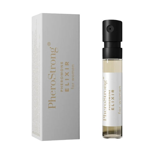 Mostră parfum cu feromoni PHEROSTRONG Elixir, pentru femei, cu note de mosc alb, ambră și vanilie de Madagascar, 2 ml