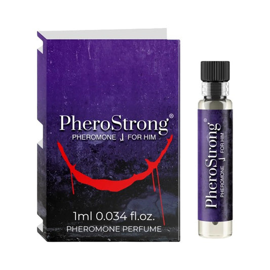 Mostră parfum cu feromoni PHEROSTRONG J, pentru bărbați, note de iris nobil, ambră gri și ienupăr de Virginia, 1 ml