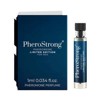 Mostră parfum cu feromoni PHEROSTRONG Limited Edition, pentru bărbați, cu note de vanilie, lămâie și lemn de santal, 1 ml
