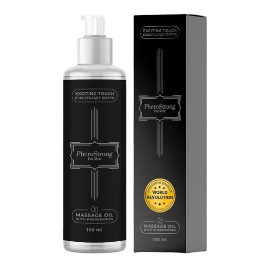 Ulei de masaj cu feromoni PHEROSTRONG For Men, pentru bărbați, note de grepfrut și iasomie, 100 ml (negru)