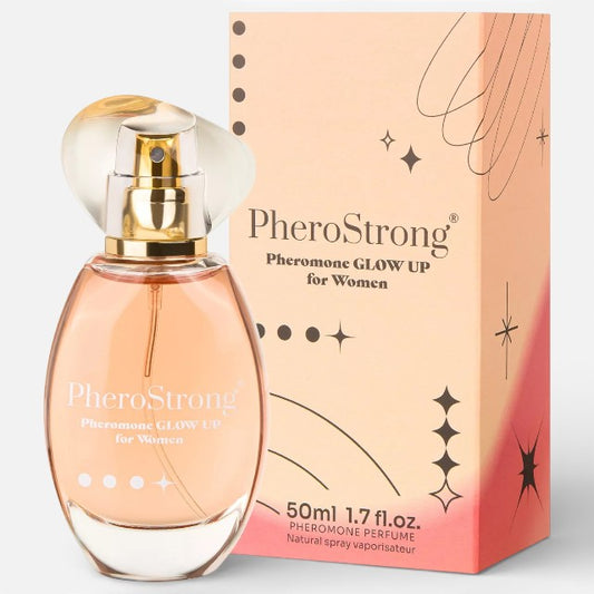 Parfum cu feromoni PHEROSTRONG Pheromone Glow up Women, pentru femei, cu note de piersică, bujor, floare de portocal, mosc, 50 ml