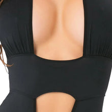 Lenjerie sexy teddy Pink Lipstick TAKE THE PLUNGE Bodysuit, cu decolteu adânc și chilot tanga, mărime S/M, culoare negru