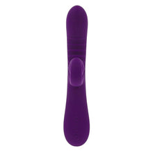 Vibrator dublu PLAYBOY Curlicue, cu striații și stimulator clitoris curbat, 10 funcții de vibrație, rezistent la apă, mov