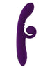Vibrator dublu PLAYBOY Curlicue, cu striații și stimulator clitoris curbat, 10 funcții de vibrație, rezistent la apă, mov