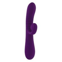 Vibrator dublu PLAYBOY Curlicue, cu striații și stimulator clitoris curbat, 10 funcții de vibrație, rezistent la apă, mov