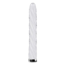 Vibrator PLAYBOY In A Twist, din sticlă borosilicată, design spiralat pentru stimulare intensă, 10 funcții de vibrație, 17.5 cm, alb