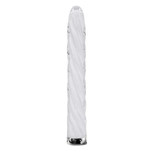 Vibrator PLAYBOY In A Twist, din sticlă borosilicată, design spiralat pentru stimulare intensă, 10 funcții de vibrație, 17.5 cm, alb