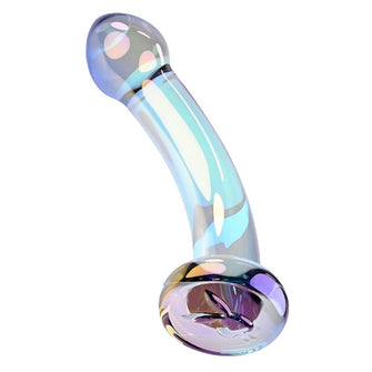 Dildo PLAYBOY Jewels King, design curbat pentru stimulare punctul G și P, din sticlă borosilicată, 16.3 cm, multicolor