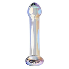 Dildo PLAYBOY Jewels King, design curbat pentru stimulare punctul G și P, din sticlă borosilicată, 16.3 cm, multicolor