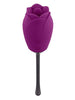 Vibrator dublu PLAYBOY Petal, în formă de trandafir, cu 9 funcții de simulare sex oral, 9 funcții de vibrație, mov cu negru