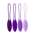 Set 4 bile kegel PLAYBOY Put In Work, pentru tonifierea mușchilor pelvieni, cu greutăți progresive, rezistente la apă, mov