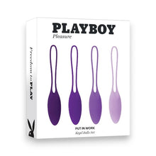 Set 4 bile kegel PLAYBOY Put In Work, pentru tonifierea mușchilor pelvieni, cu greutăți progresive, rezistente la apă, mov