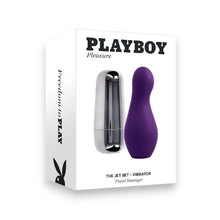Aparat de masaj PLAYBOY The Jet Set, pentru corp și zone intime, 10 funcții de vibrație, mov cu carcasă argintie