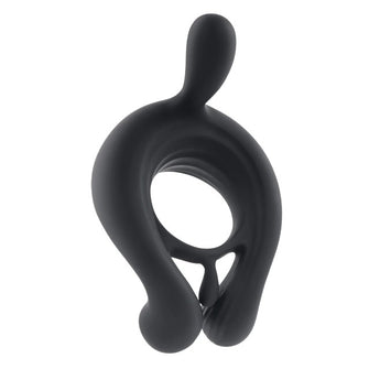 Inel vibrator pentru penis PLAYBOY Triple Play, control cu telecomandă, 9 funcții de vibrație, din silicon, rezistent la apă, negru